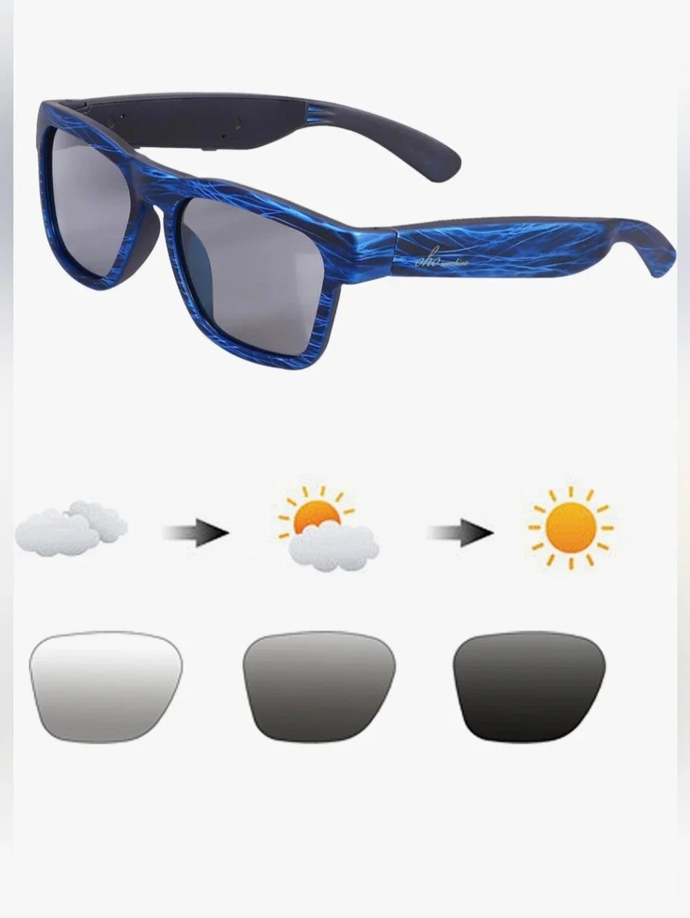 OhO Sunshine Bluetooth Audio Sunglasses, Lightweight Open Ear Sport, 10Hr Charge